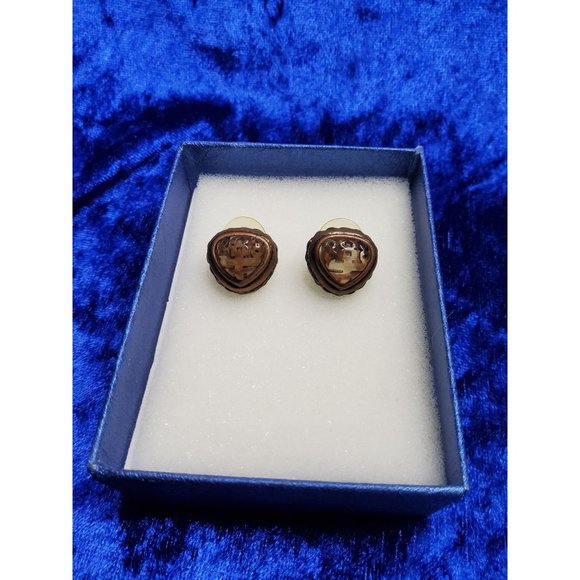 Vintage Signed Michael Morrison MX, Aztec style pierced earrings with copper fin - Picture 2 of 2